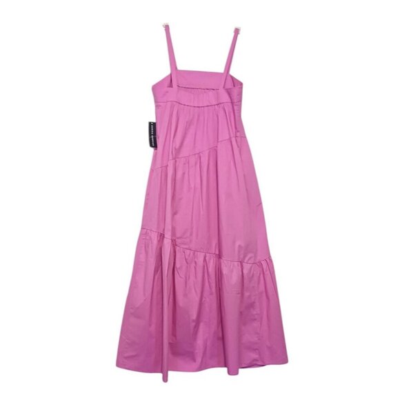 NWT Donna Morgan Cotton Midi Dress 2 Pockets Poplin Asymmetric Tiers Resort - Picture 3 of 8